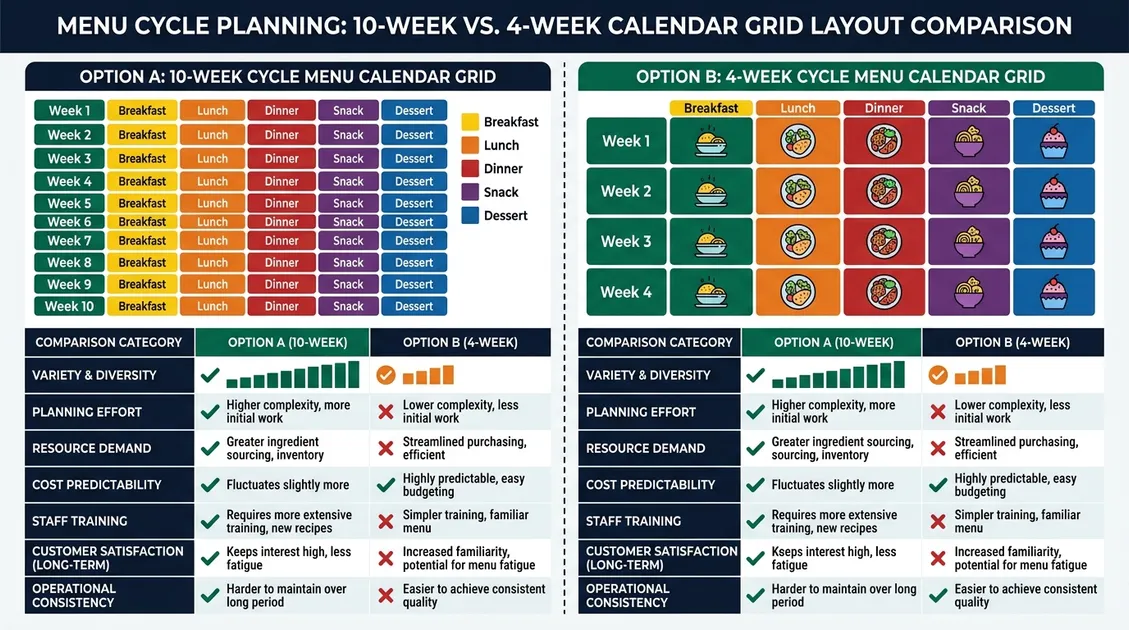 Kitchen staff member holding a printed PantryTec weekly PDF menu next to a meal prep station Kitchen staff member holding a printed PantryTec weekly PDF menu next to a meal prep station