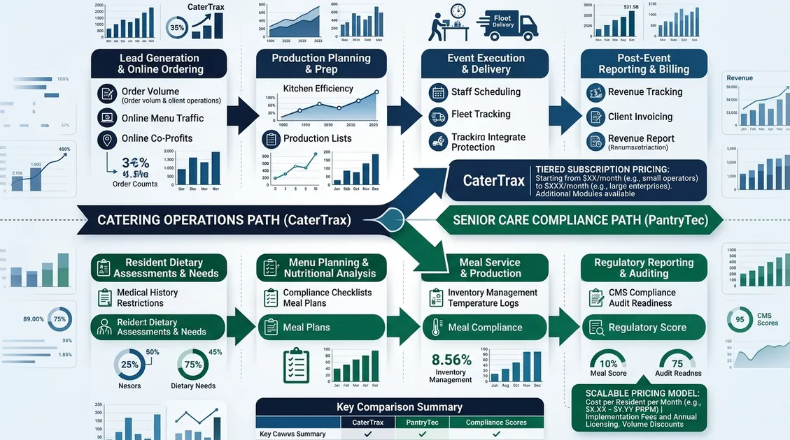 Decision tree infographic for choosing between CaterTrax and PantryTec Decision tree infographic for choosing between CaterTrax and PantryTec
