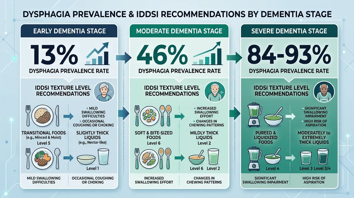 Dietitian-Approved Cycle Menus for Senior Care Facilities - Infographic showing dysphagia prevalence rates across dementia severity stages Dietitian-Approved Cycle Menus for Senior Care Facilities - Infographic showing dysphagia prevalence rates across dementia severity stages