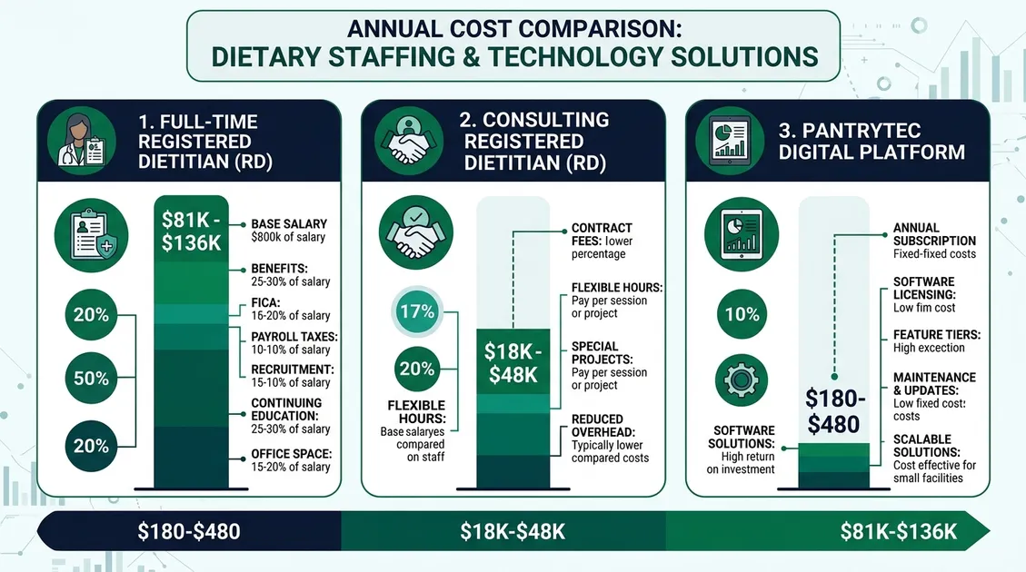 Dietitian-Approved Cycle Menus for Senior Care Facilities - Infographic comparing CMS F-Tag F800 through F809 dietary compliance requirements for nursing homes