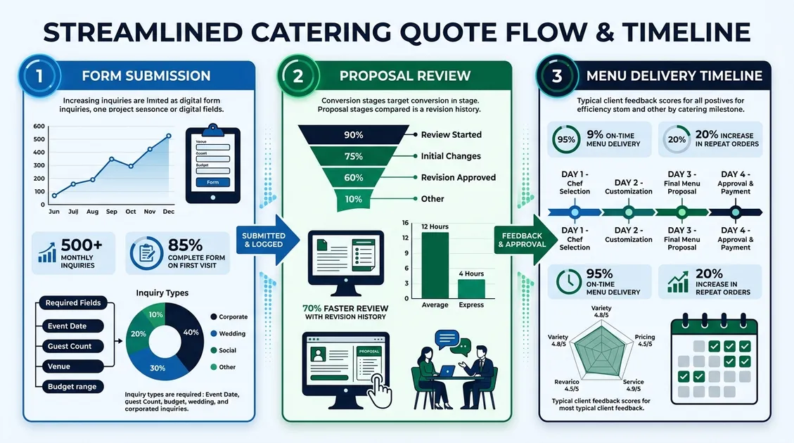 Dietitian-Approved Cycle Menus for Senior Care Facilities - Three-step PantryTec quote process infographic from submission to delivery