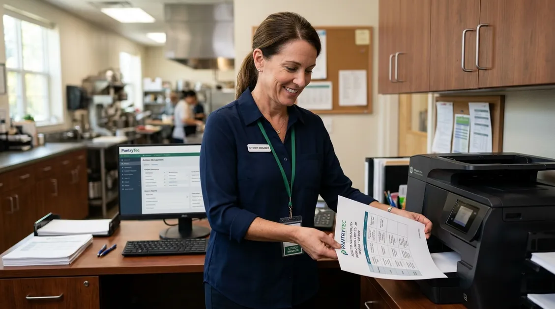 Feature comparison matrix infographic for PantryTec versus Apicbase for senior care facilities