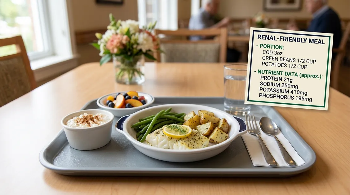 Dietitian-Approved Cycle Menus for Senior Care Facilities - Kitchen manager reviewing printed PantryTec cycle menu with sodium and potassium columns