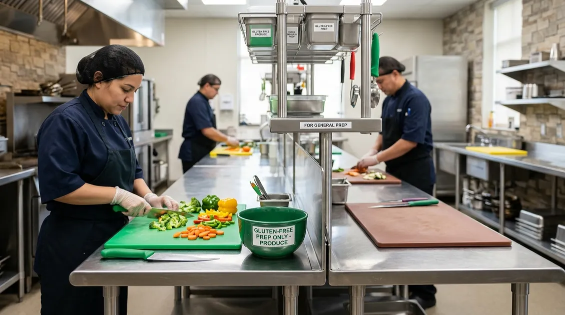 Facility administrator reviewing PantryTec RD Approval Letter next to printed compliance binder