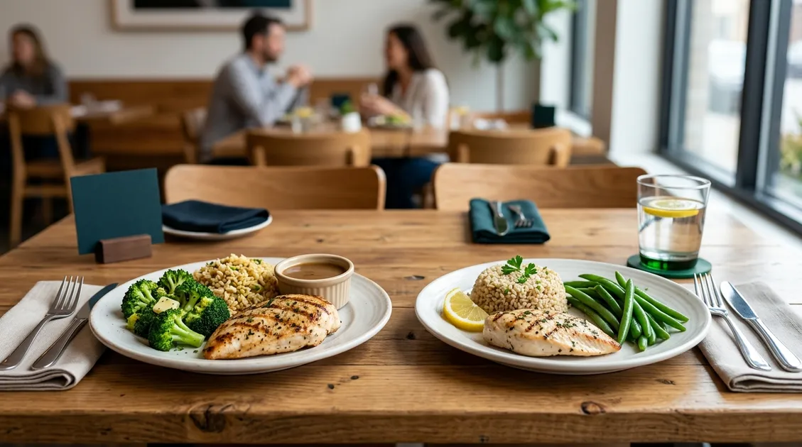Dietitian-Approved Cycle Menus for Senior Care Facilities - Plated meal options comparing regular and cardiac low-sodium modifications with nutritional labels