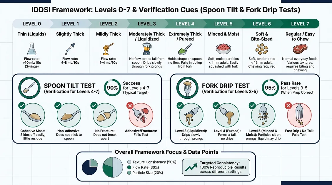 IDDSI framework levels 0 through 7 reference chart for senior care thickened liquids and texture-modified diets IDDSI framework levels 0 through 7 reference chart for senior care thickened liquids and texture-modified diets