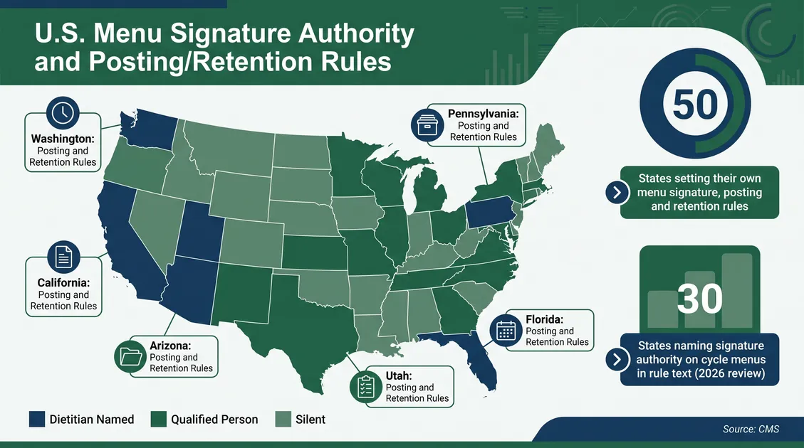 Infographic map of assisted living menu requirements by state comparing signature, posting and retention rules Infographic map of assisted living menu requirements by state comparing signature, posting and retention rules