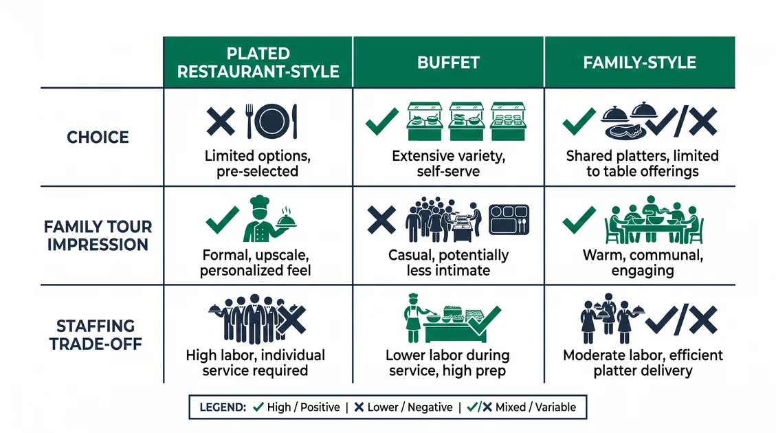 Plated, buffet, and family-style senior living dining service models side by side with person-centered dining choices Plated, buffet, and family-style senior living dining service models side by side with person-centered dining choices